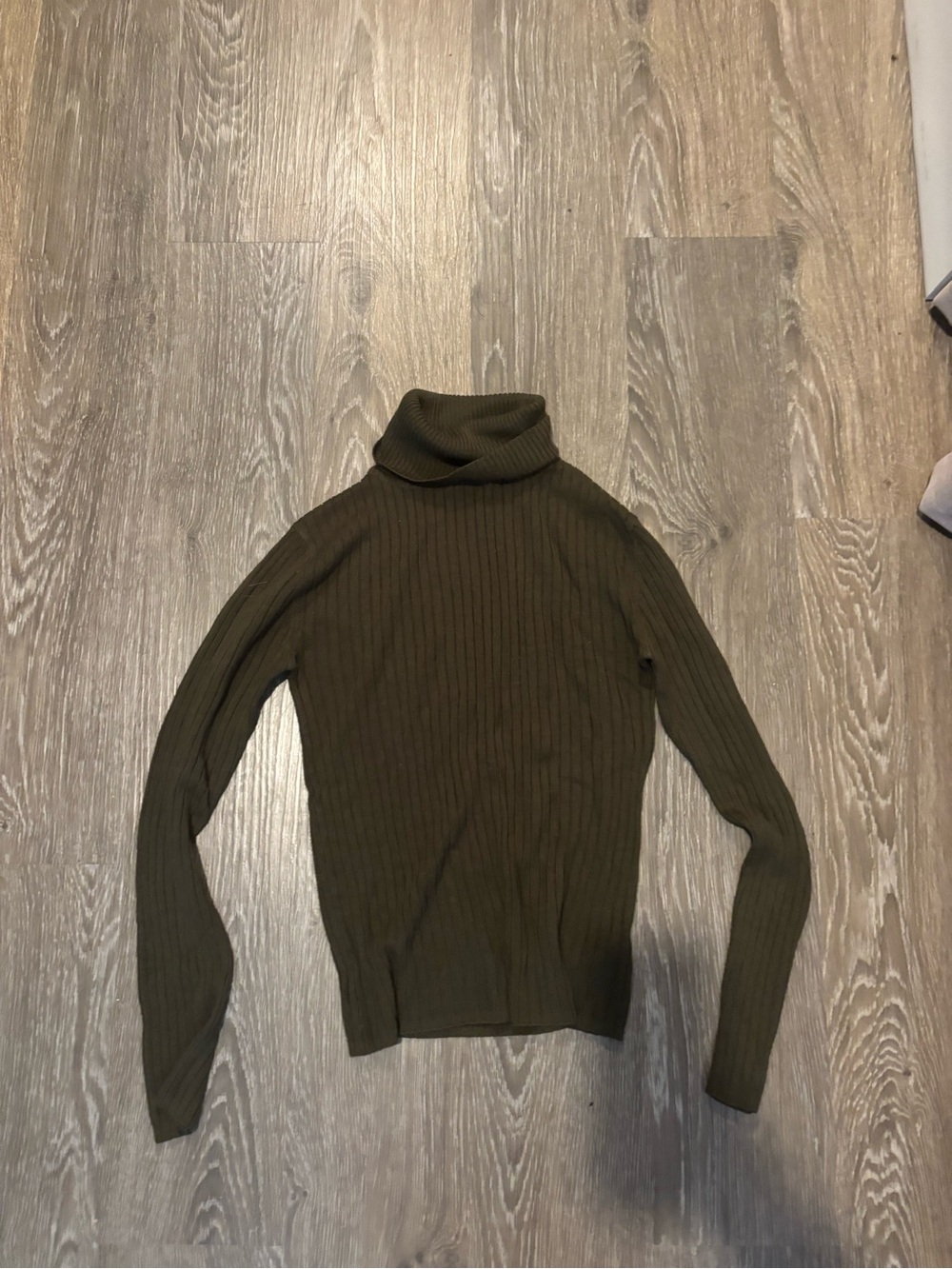 Olive Green Ribbed Turtleneck Sweater